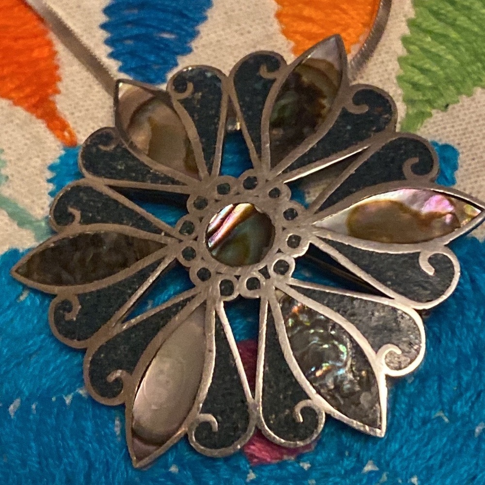 🌴Vintage Taxco 925 Brooch/ Pendant Talleres de los Ballesteros sterling chain